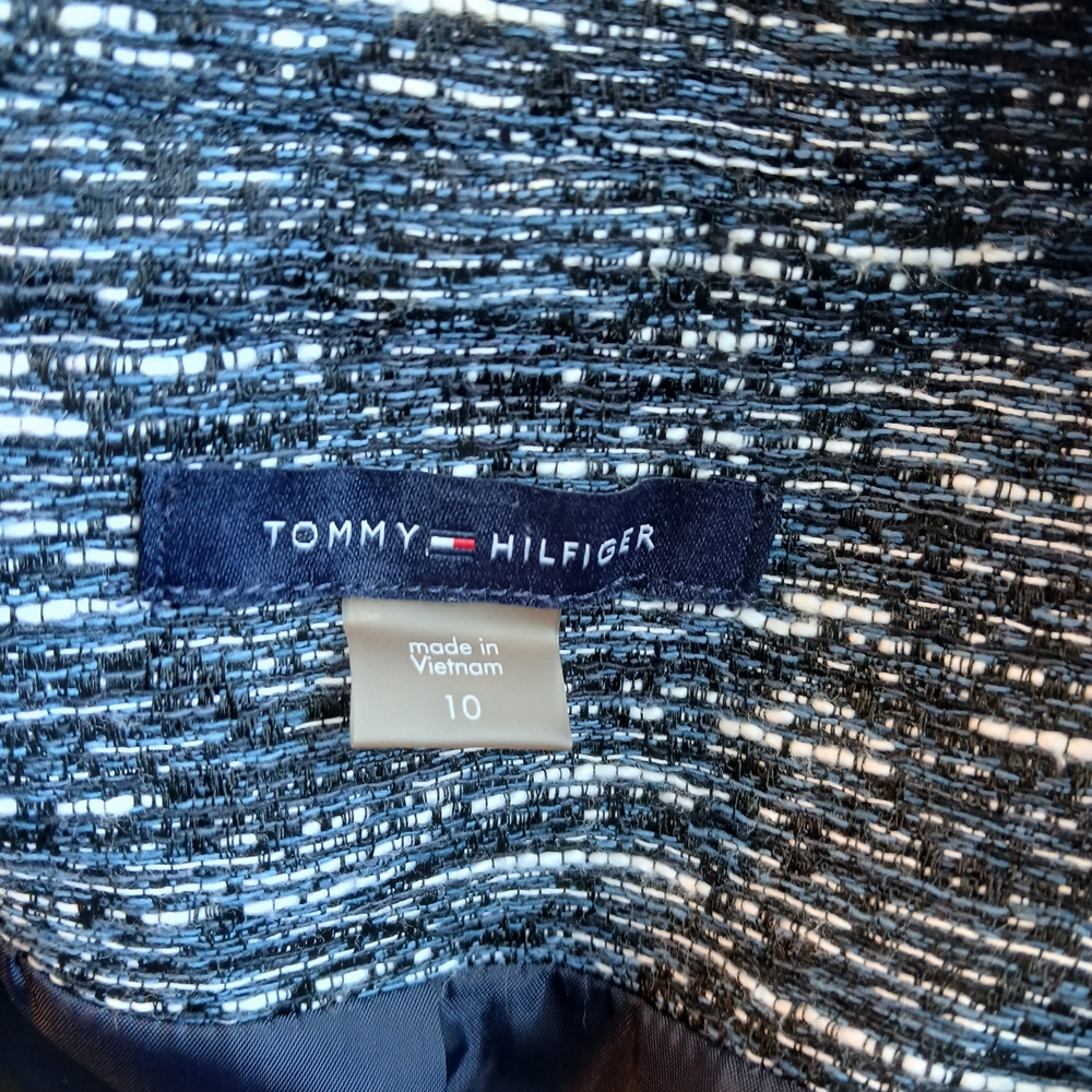 Tommy Hilfiger Blue Tweed Clasp Front Blazer Size 10 - Picture 5 of 5